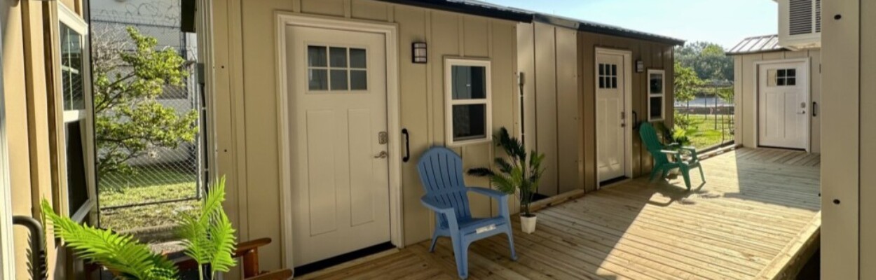 A tiny home next to the Sulzbacher men’s shelter