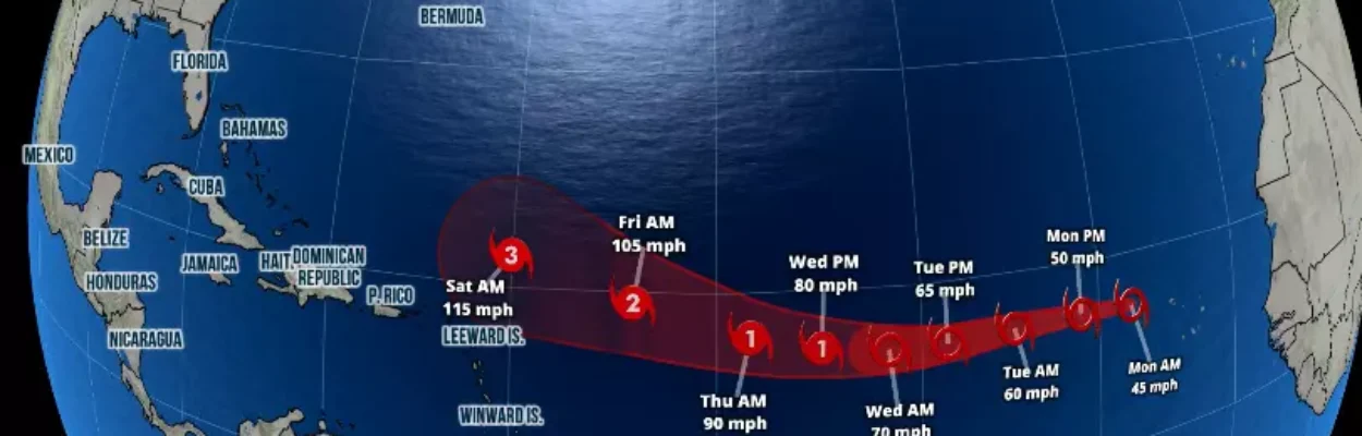 Tropical Storm Erin Monday 11am