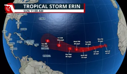 Featured image for “Tropical Storm Erin could become a major hurricane”