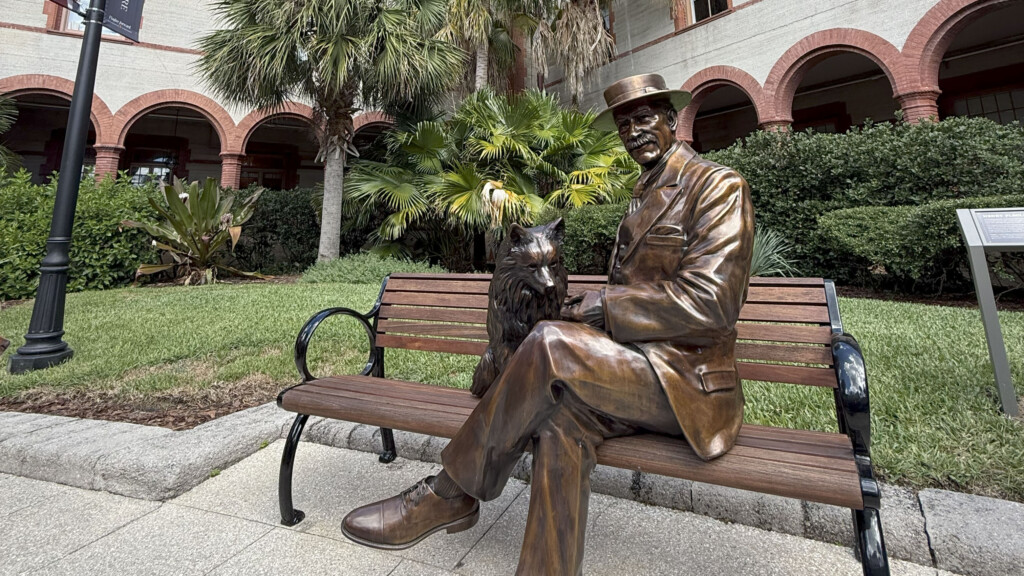 A bronze statue of Henry Flagler