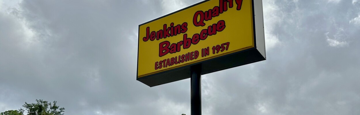 The sign for Jenkins Quality Barbecue