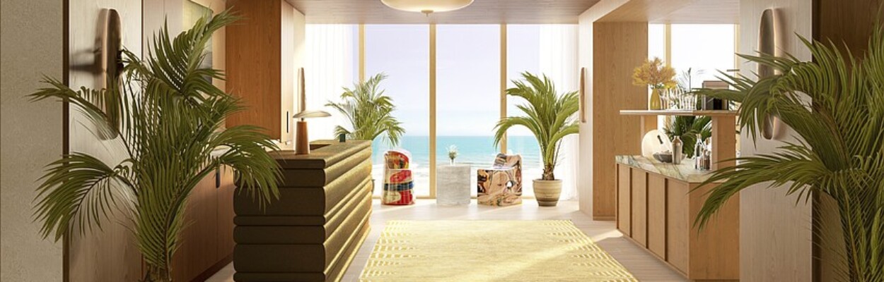 An illustration of a renovated room at One Ocean