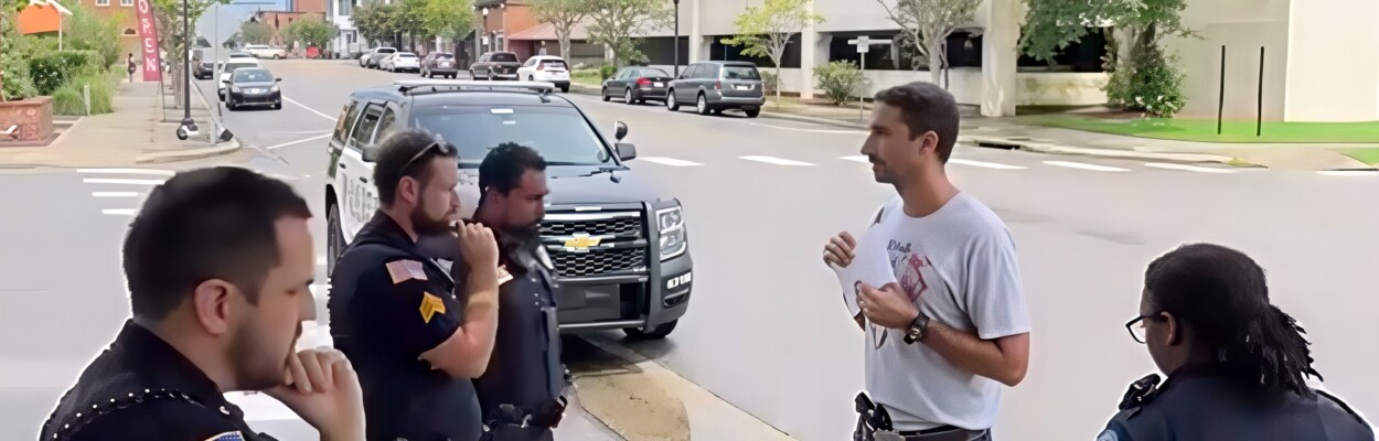 Stanley Victor McDaniels with an open carry pistol in his waistband.