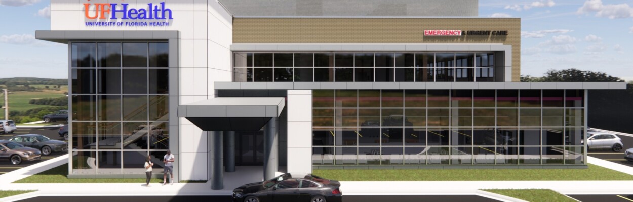 An illustration of the new UF Health emergency and urgent care center