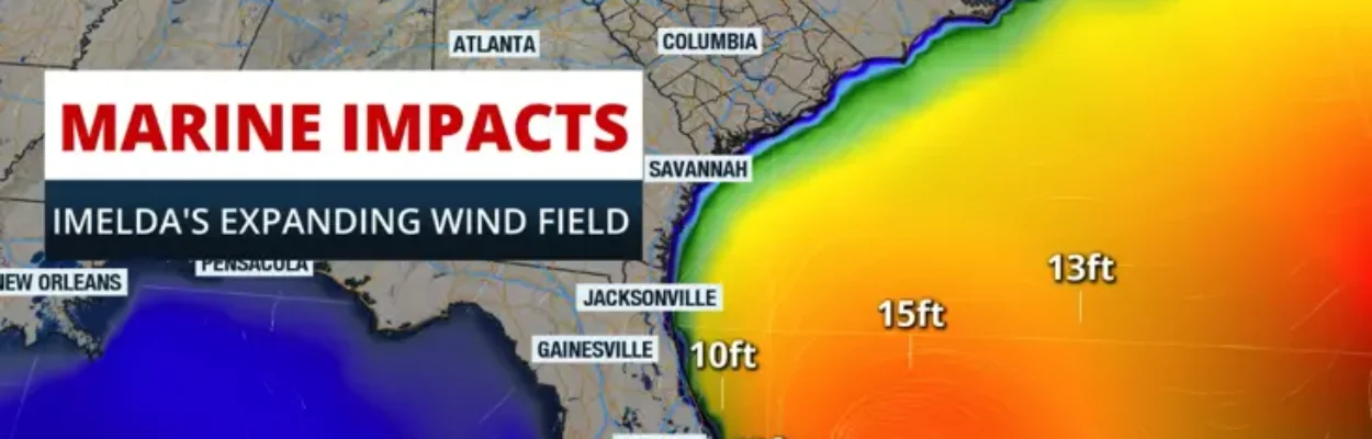 Map showing the marine effects of Tropical Storm Imelda