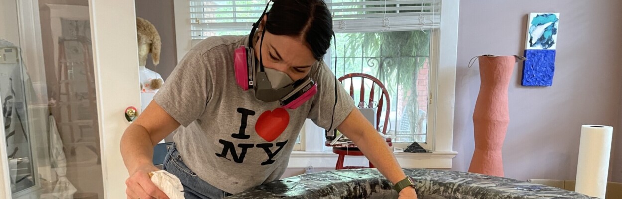 Artist and sculptor Mere Mason works ahead of Jax River City Pride