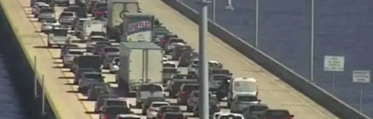 A traffic backup on the Buckman Bridge