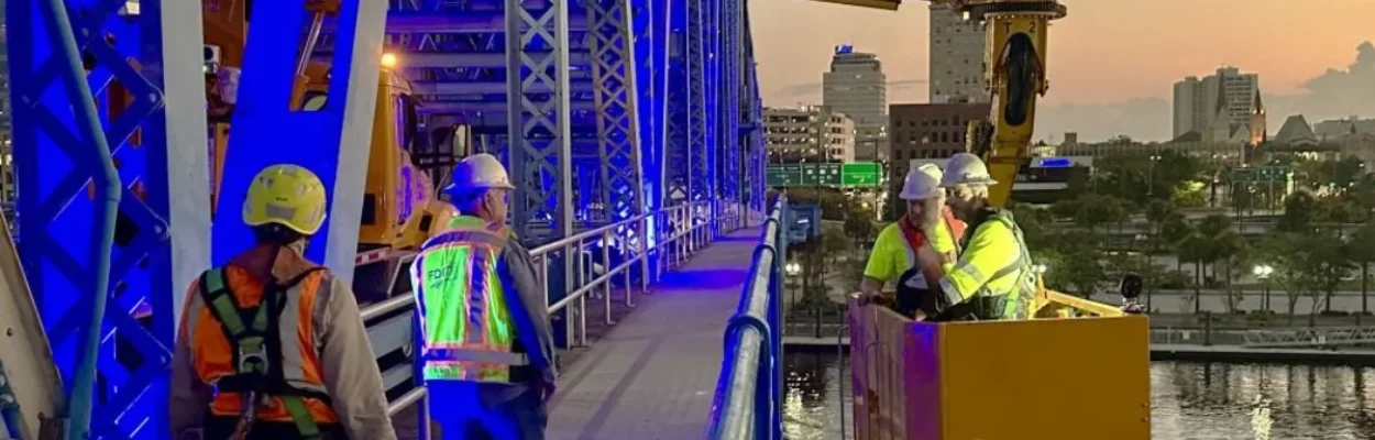 FDOT workers make repairs to the Main Street Bridge