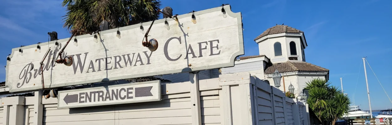 Exterior of Brett's Waterway Cafe