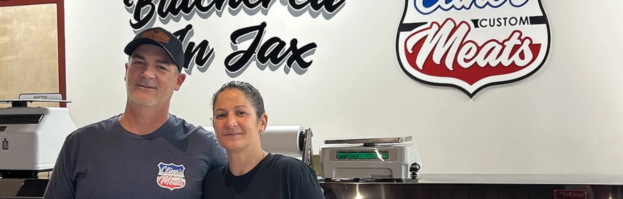 Butcher shop owners Joe and Milouda Cline