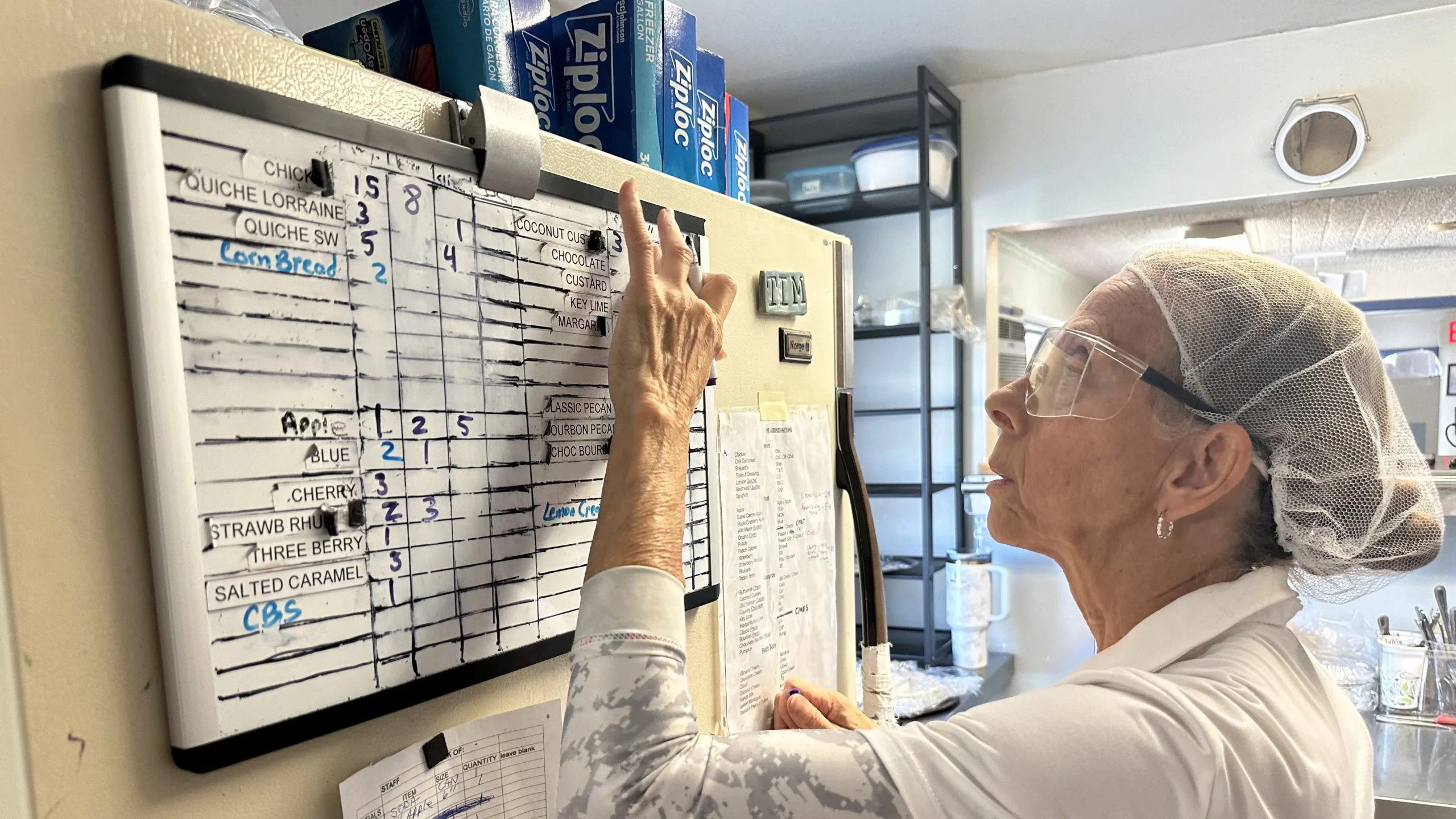 Bakery manager Linda Holfinger consults her Pie Chart to help federal employees during government shutdown