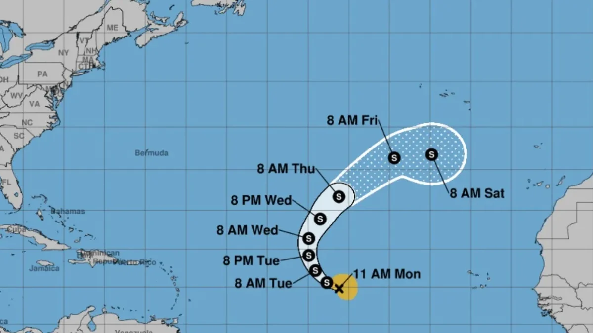 Map showing the project path of Tropical Storm Lorenzo.
