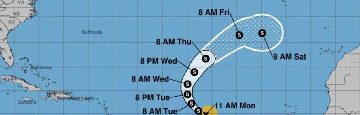 Map showing the project path of Tropical Storm Lorenzo.