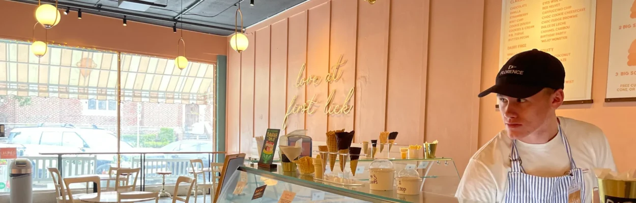 The inside of Waffle Cone in the new Five Points Business Improvement District.