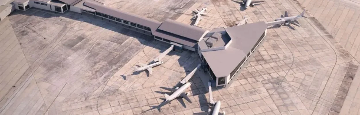 Overhead view of the new concourse at Jacksonville International Airport