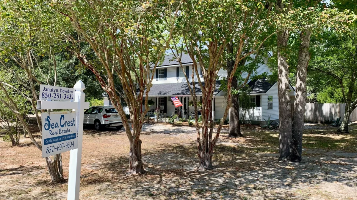 A home for sale as lawmakers consider property tax reductions.