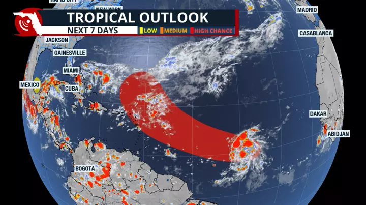 Map showing Tropical Storm Jerry