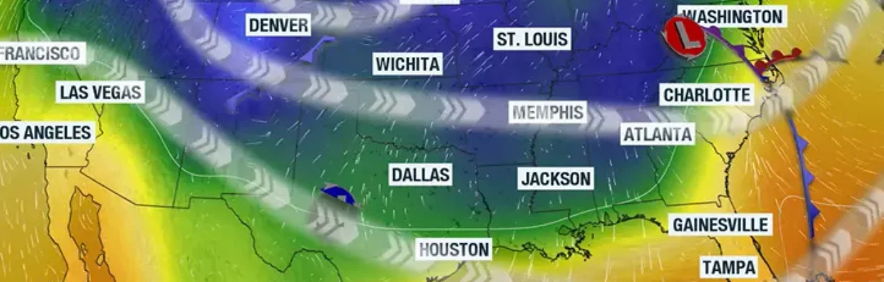 Map showing cold weather Thursday.
