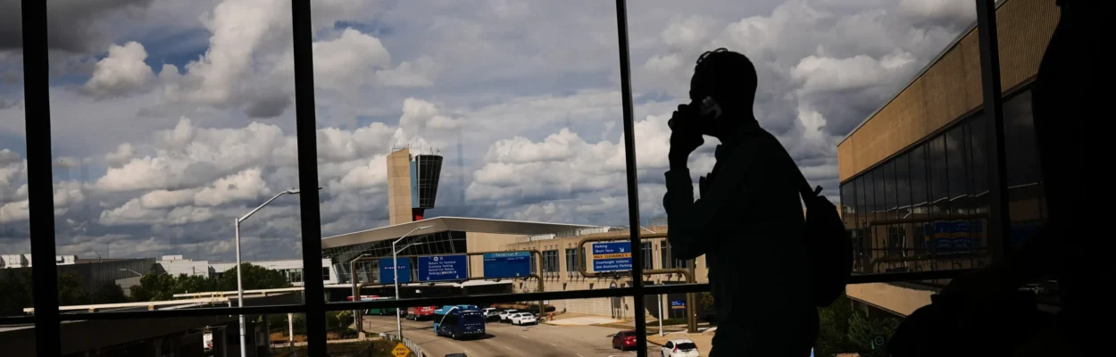 Passengers at Philadelphia International Airport at the beginning of the government shutdown.