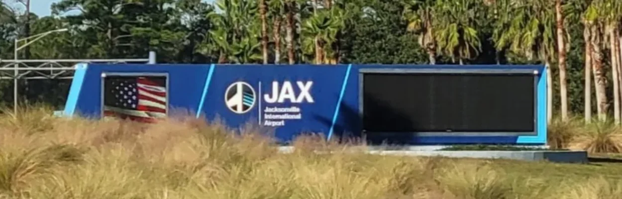 Entrance sign at Jacksonville International Airport