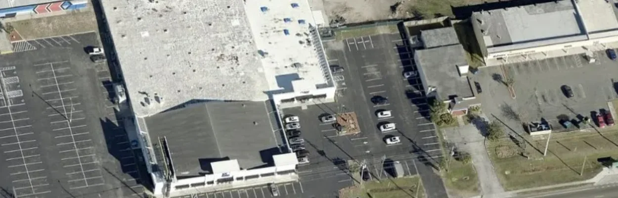 An aerial view of Apna Bazar, which wants to expand to open an animal slaughterhouse.