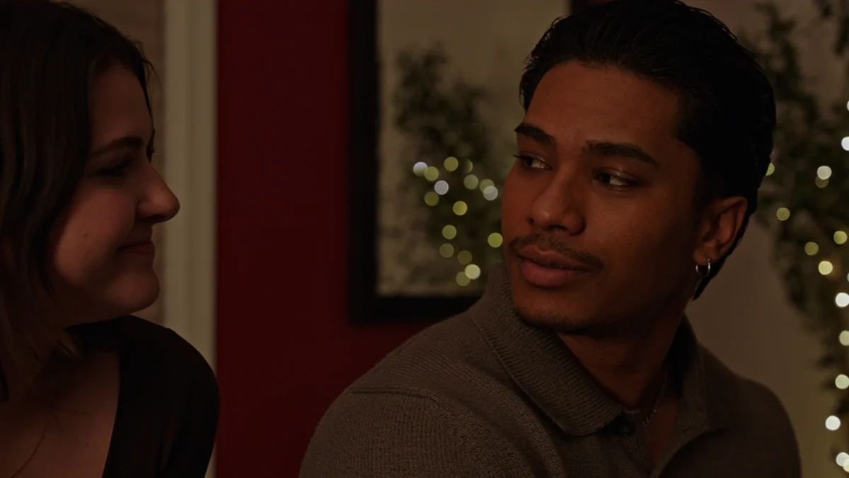 Actors Jasmeet Baduwalia and Ashlyn Baas in the holiday film "Dial it Back."