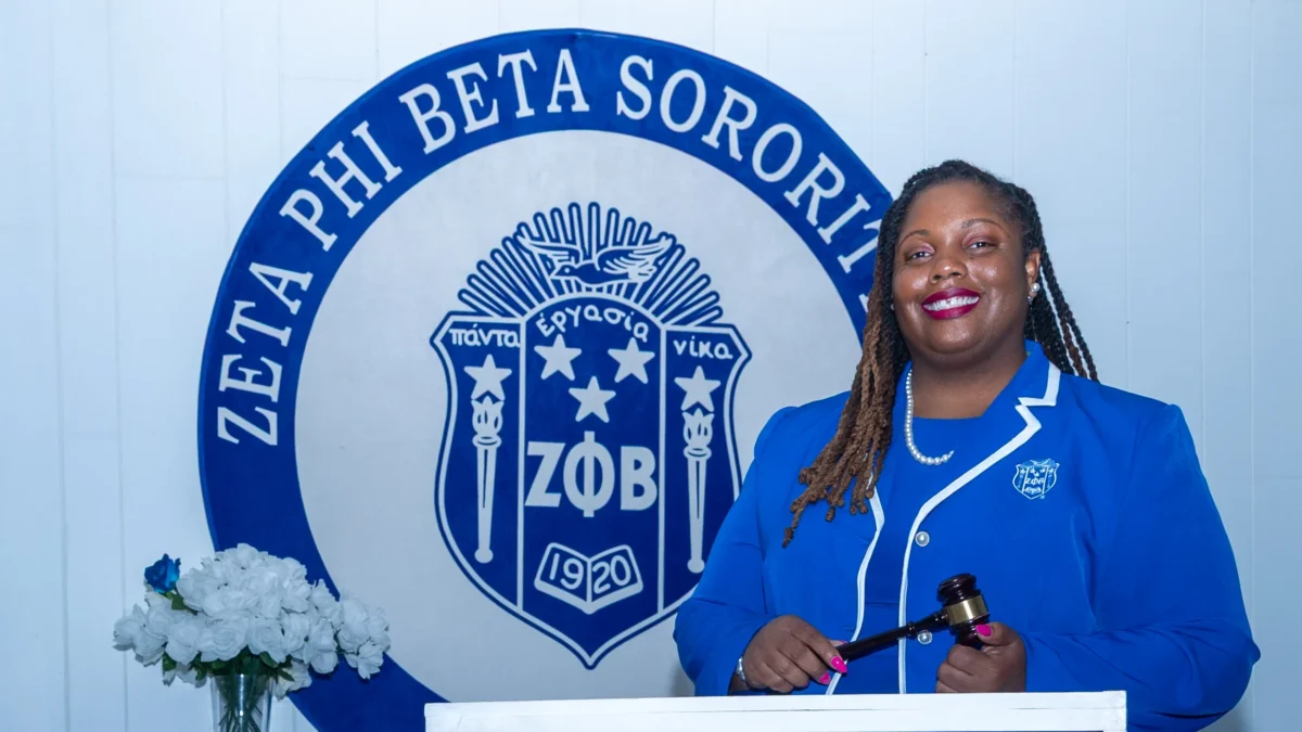 Zeta Phi Beta's Beta Alpha Zeta chapter president Andrea Williams. Zeta Phi Beta is part of the Divine Nine.