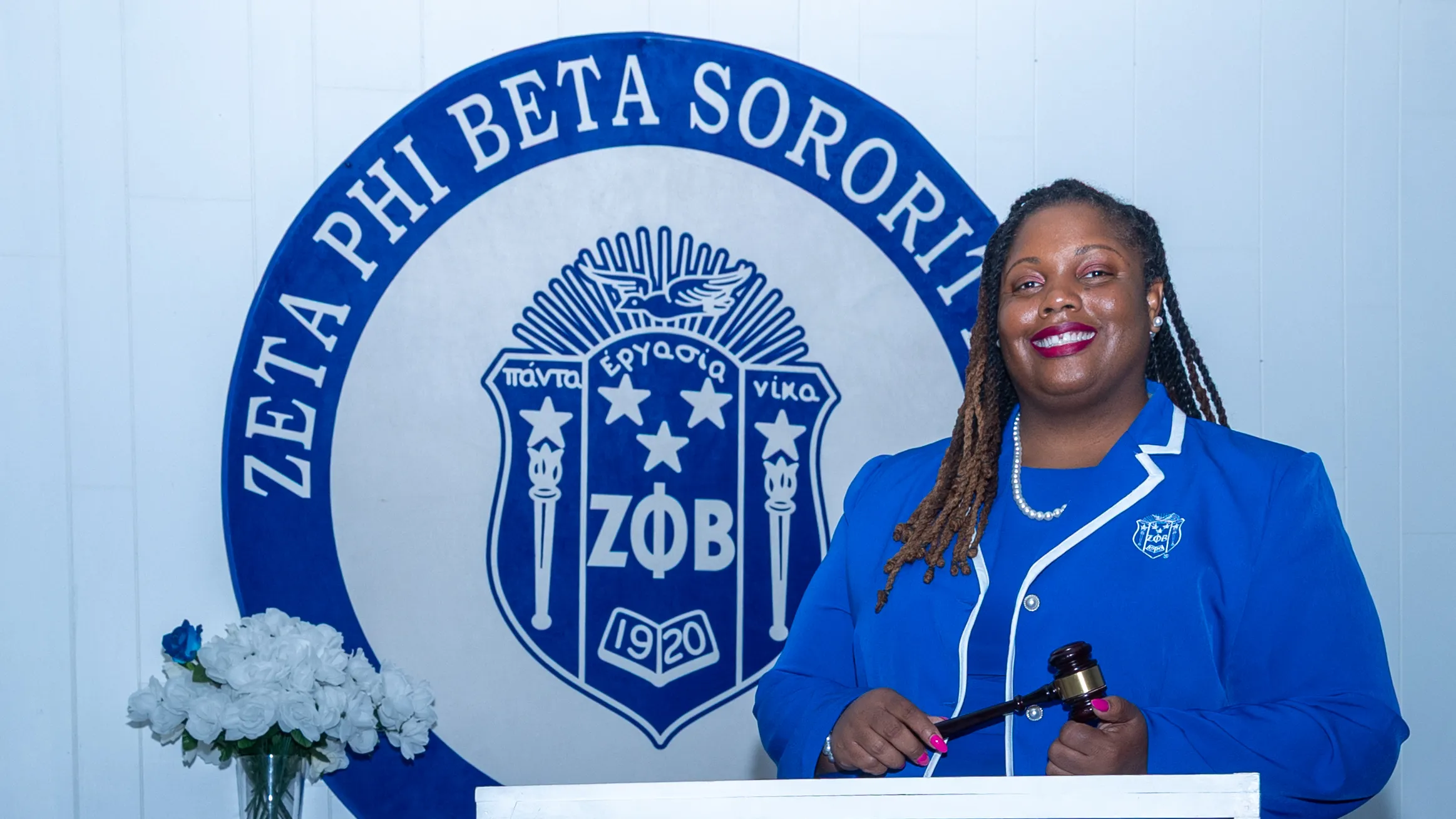 Zeta Phi Beta's Beta Alpha Zeta chapter president Andrea Williams. Zeta Phi Beta is part of the Divine Nine.