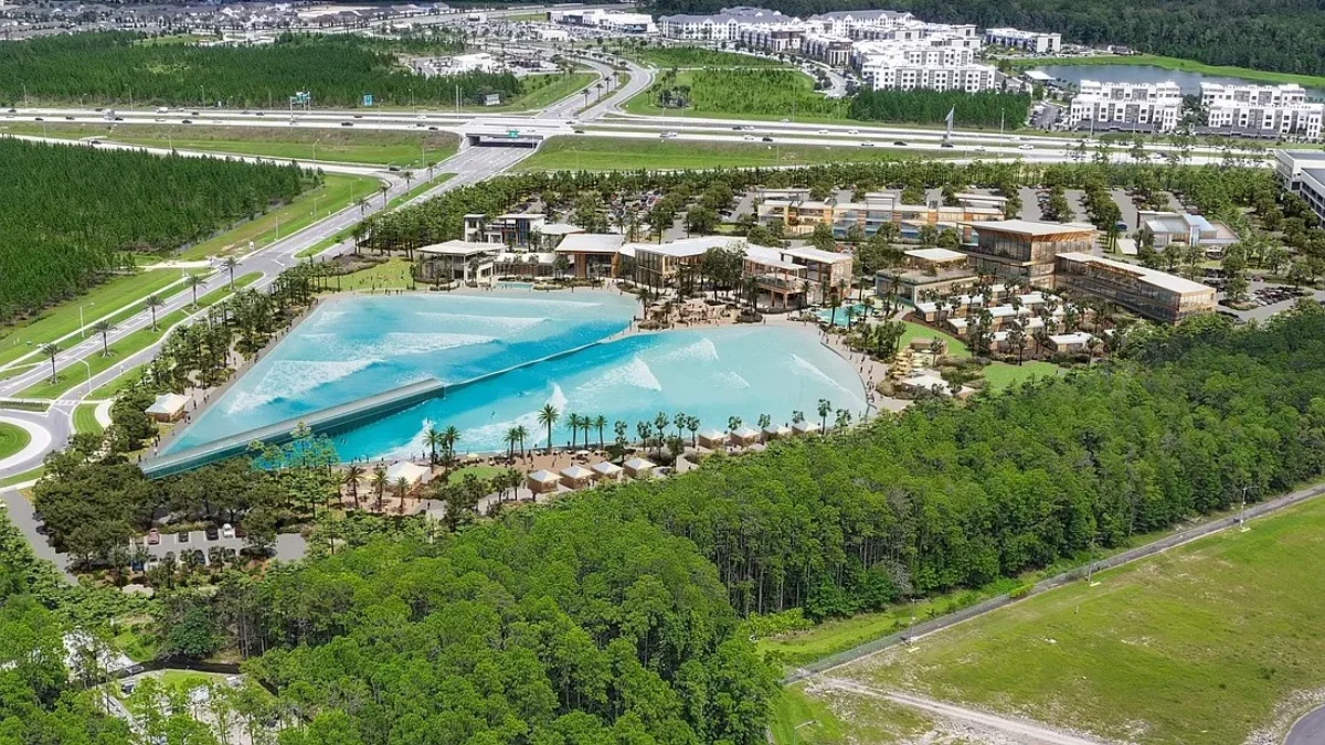 Aerial view of planned surf park.