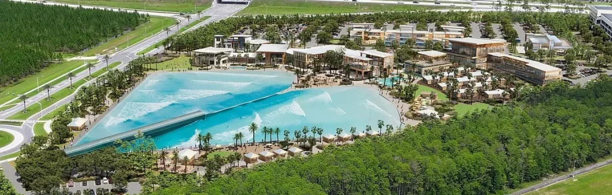 Aerial view of planned surf park.