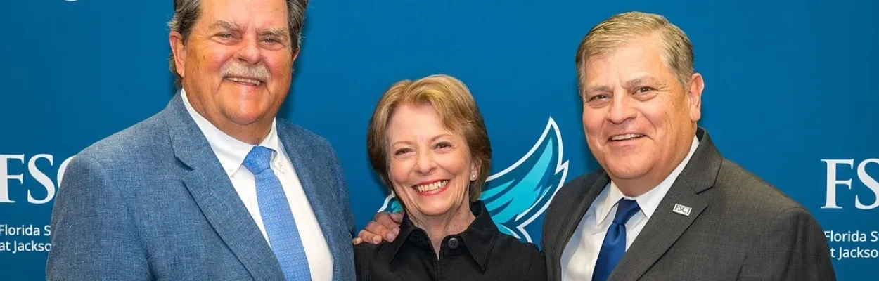 Michael Ward, Jennifer Glock and FSCJ President John Avendano.