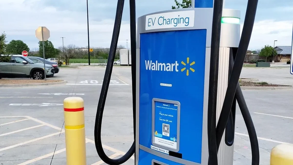 An EV charging station at Walmart.