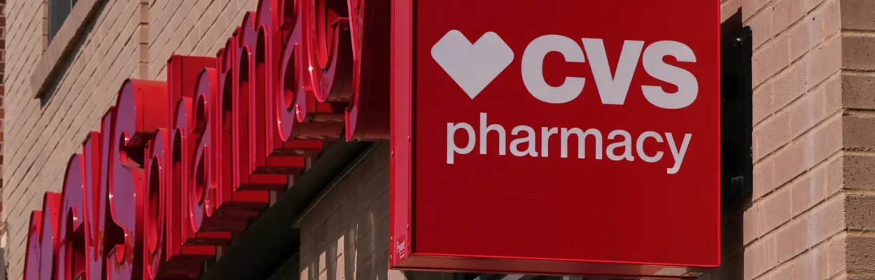 A CVS sign on a store in Newton, Massachusetts.