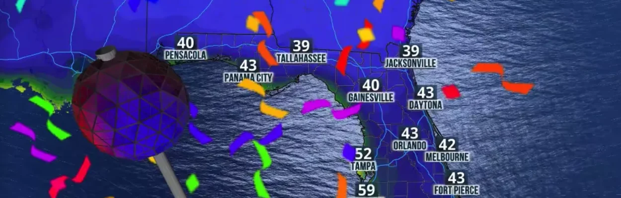 Map showing cold temperatures in Florida