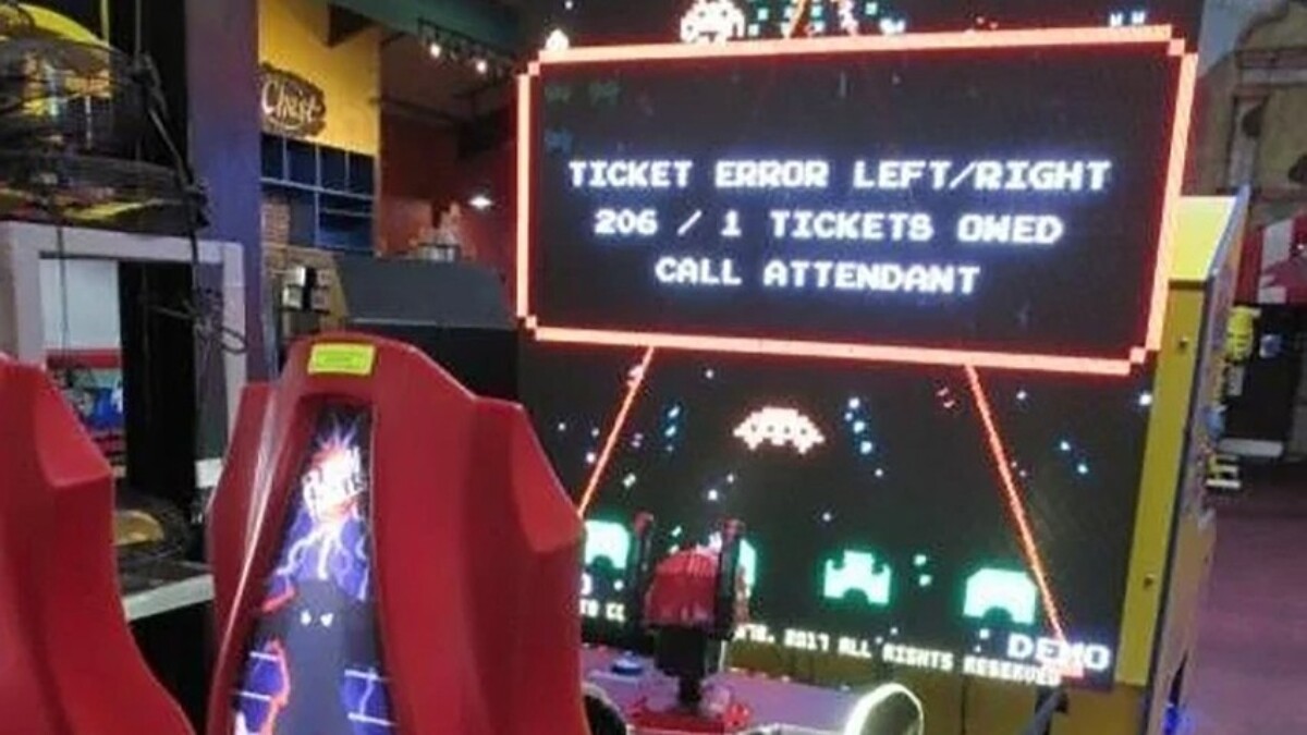 A space invaders games up for auction at Adventure Landing.