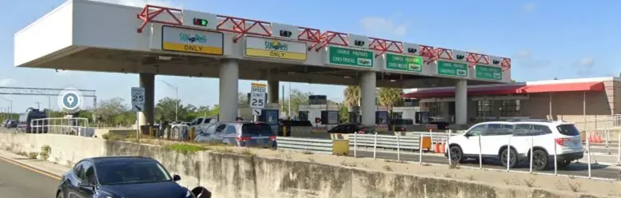 A toll booth at the Sunshine Skyway Bridge