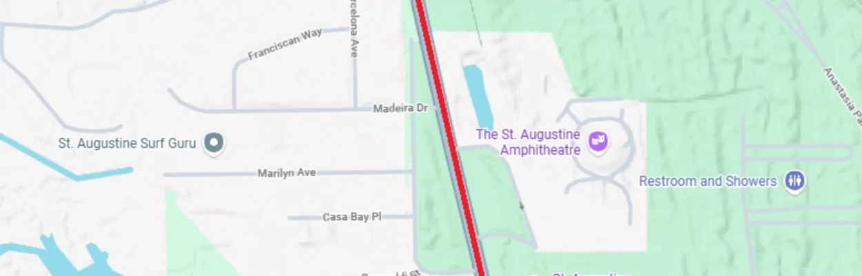 Map showing the roadwork area on State Road A1A South.