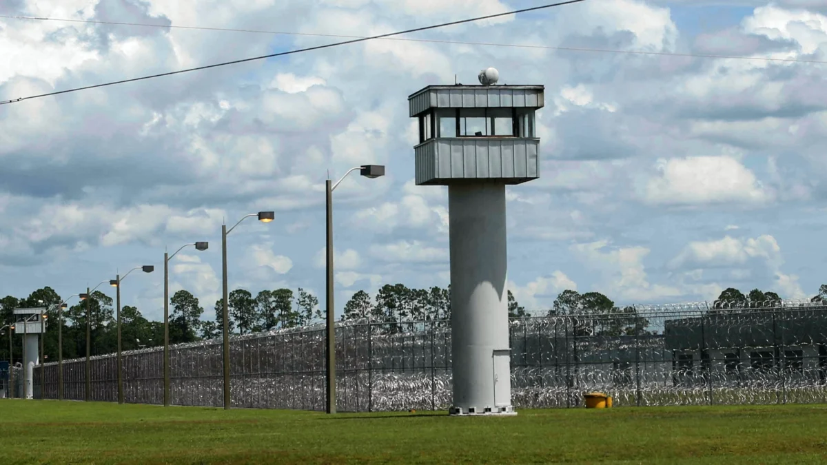 A guard tower at Deportation Depot in Baker County