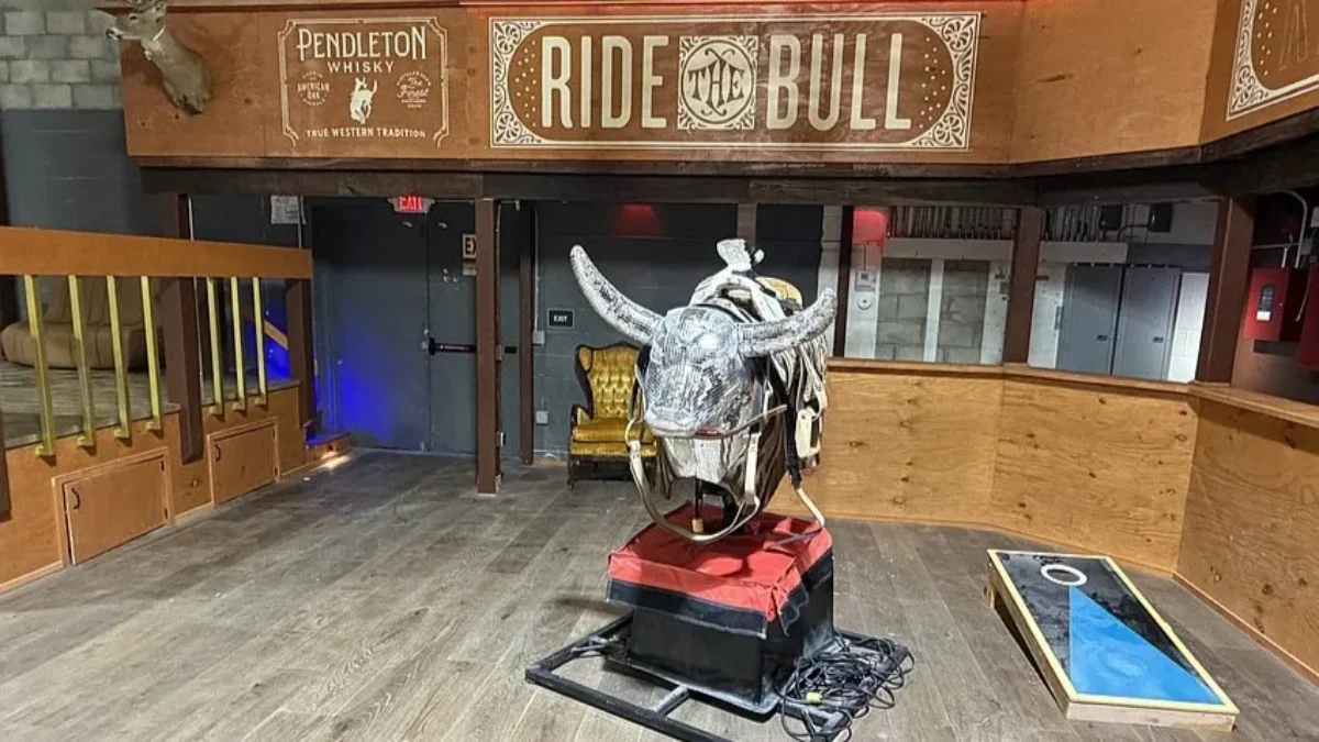 The mechanical bull at Kicker’s Country Bar.