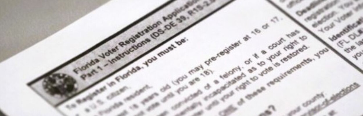 A Florida voter registration form