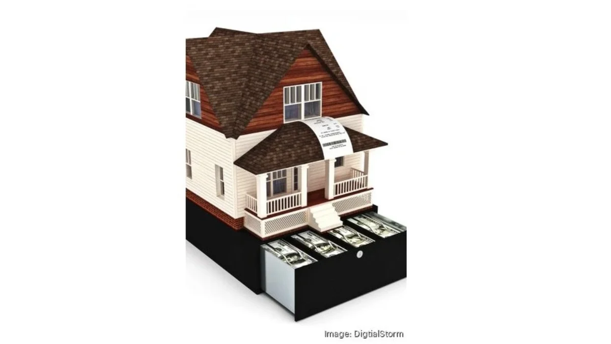 Illustration showing a home with cash drawers underneath.