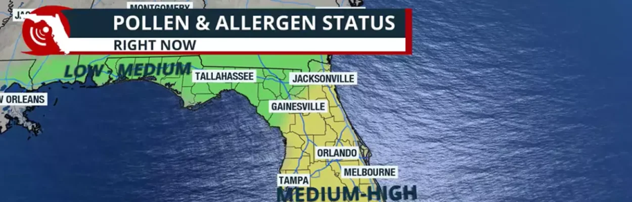 Map showing pollen levels