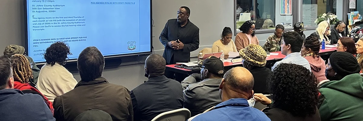 Robert Nimmons speaks at West Augustine Community Redevelopment Agency meeting.