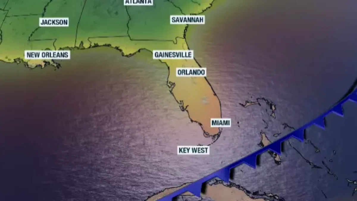 Map showing cooldown in Florida
