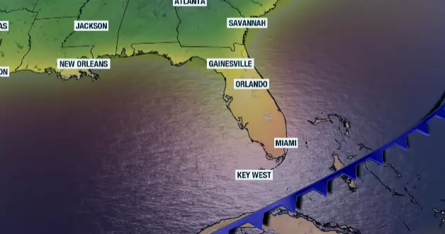 Map showing cooldown in Florida