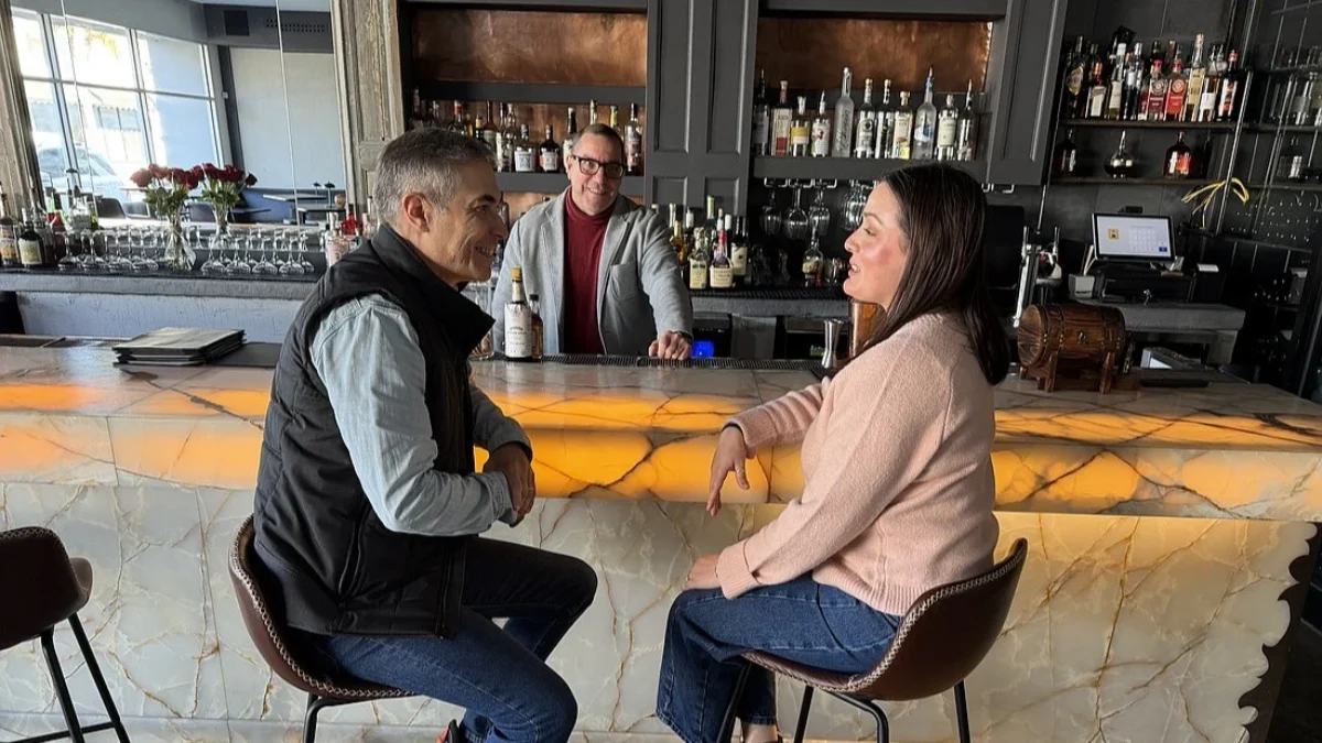 The owners of Cafe San Marco and Bar San Marco sit at the bar.