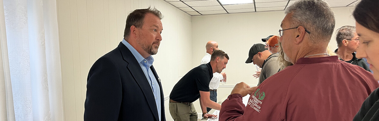 St. Johns County Public Works Director Greg Caldwell talks to residents about the Shore Drive path.