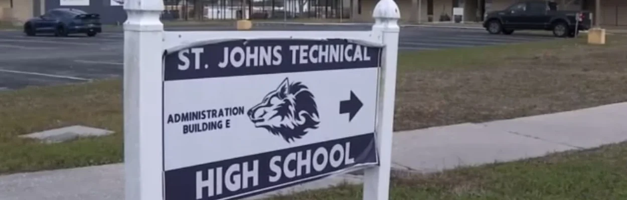 Sign for St. Johns Technical High School