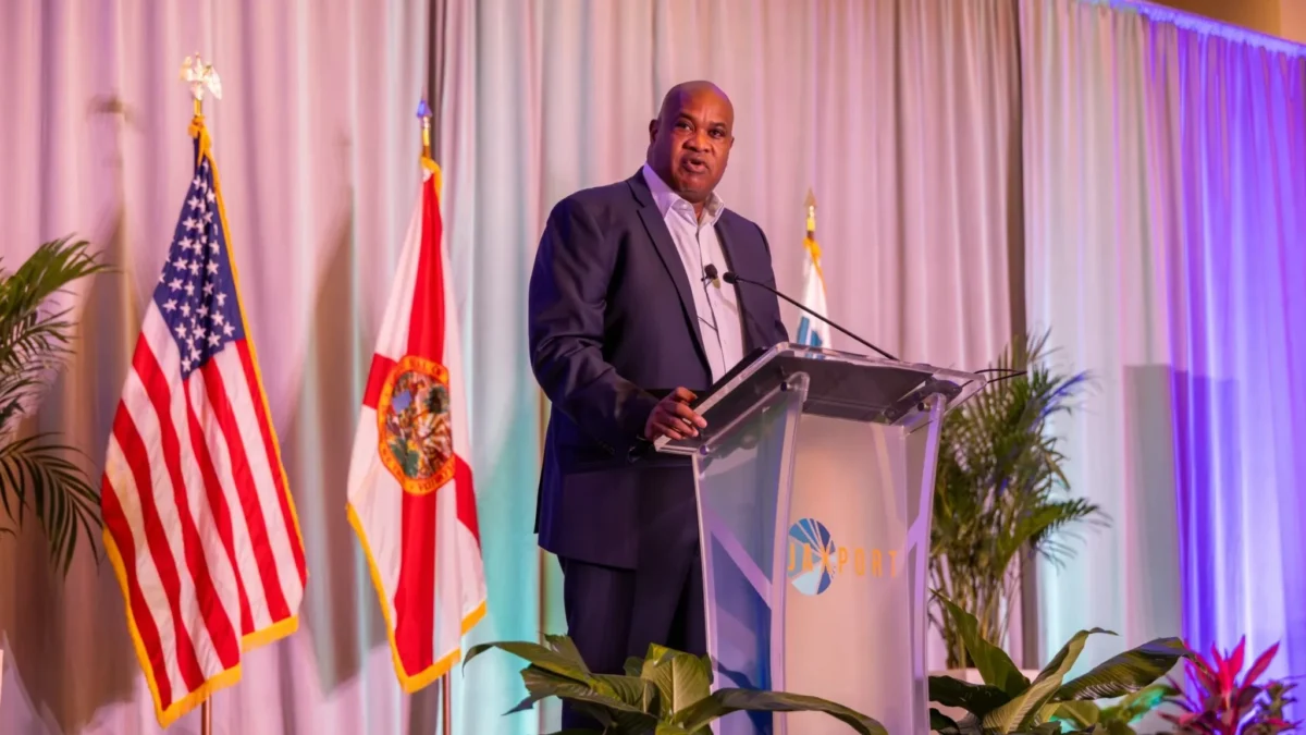 JAXPORT CEO Eric Green delivers a State of the port address.