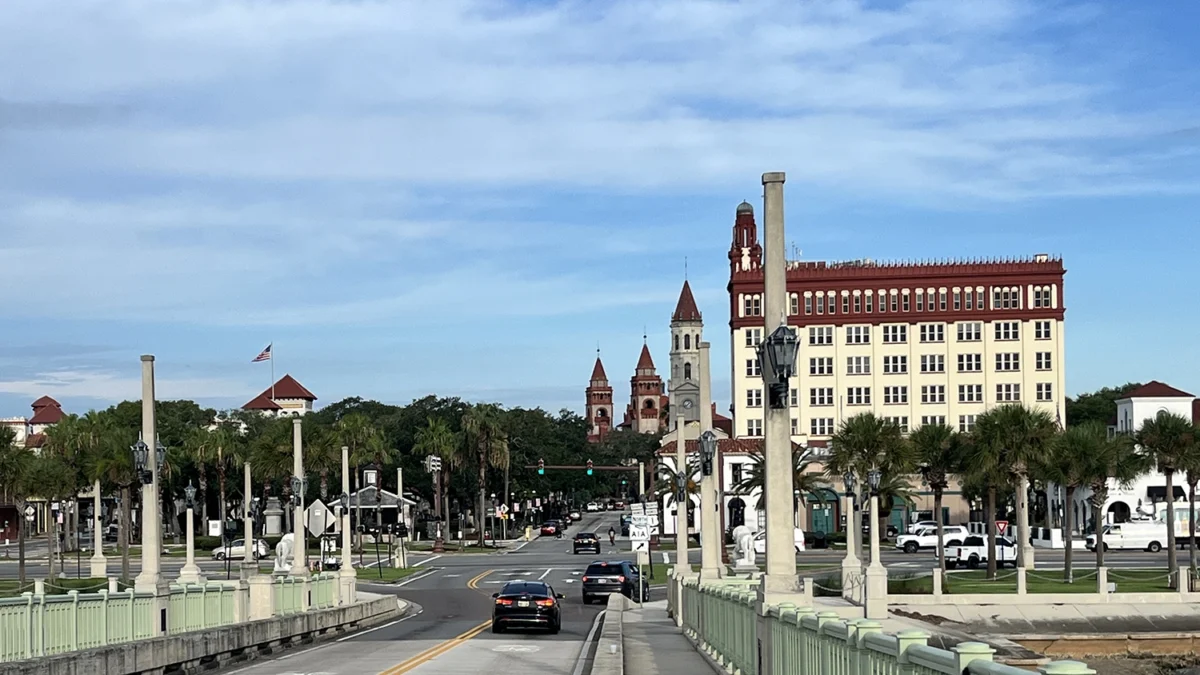 St. Augustine's Treasury building seen from the Bridge of Lions.